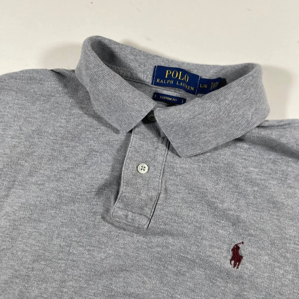 Polo Ralph Lauren Mens Custom Fit Polo Shirt Gray Short Sleeve Large B208